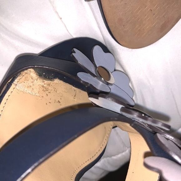 Michael Kors Womens Leather Flower Sandals 7.5M Navy & Multicolor - Picture 4 of 7